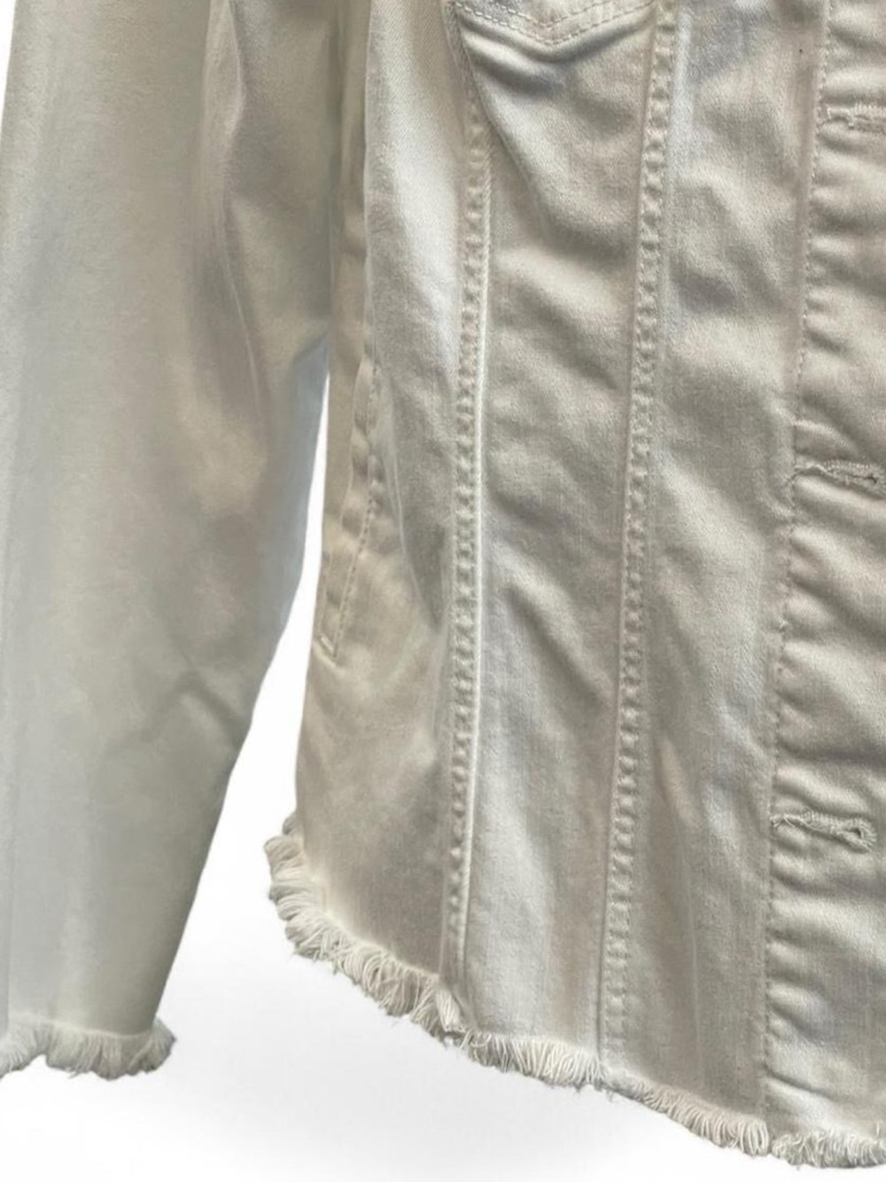 Tailored L Liverpool White Frayed Collar Denim Jean Jacket Women Classic Summer - Picture 4 of 9